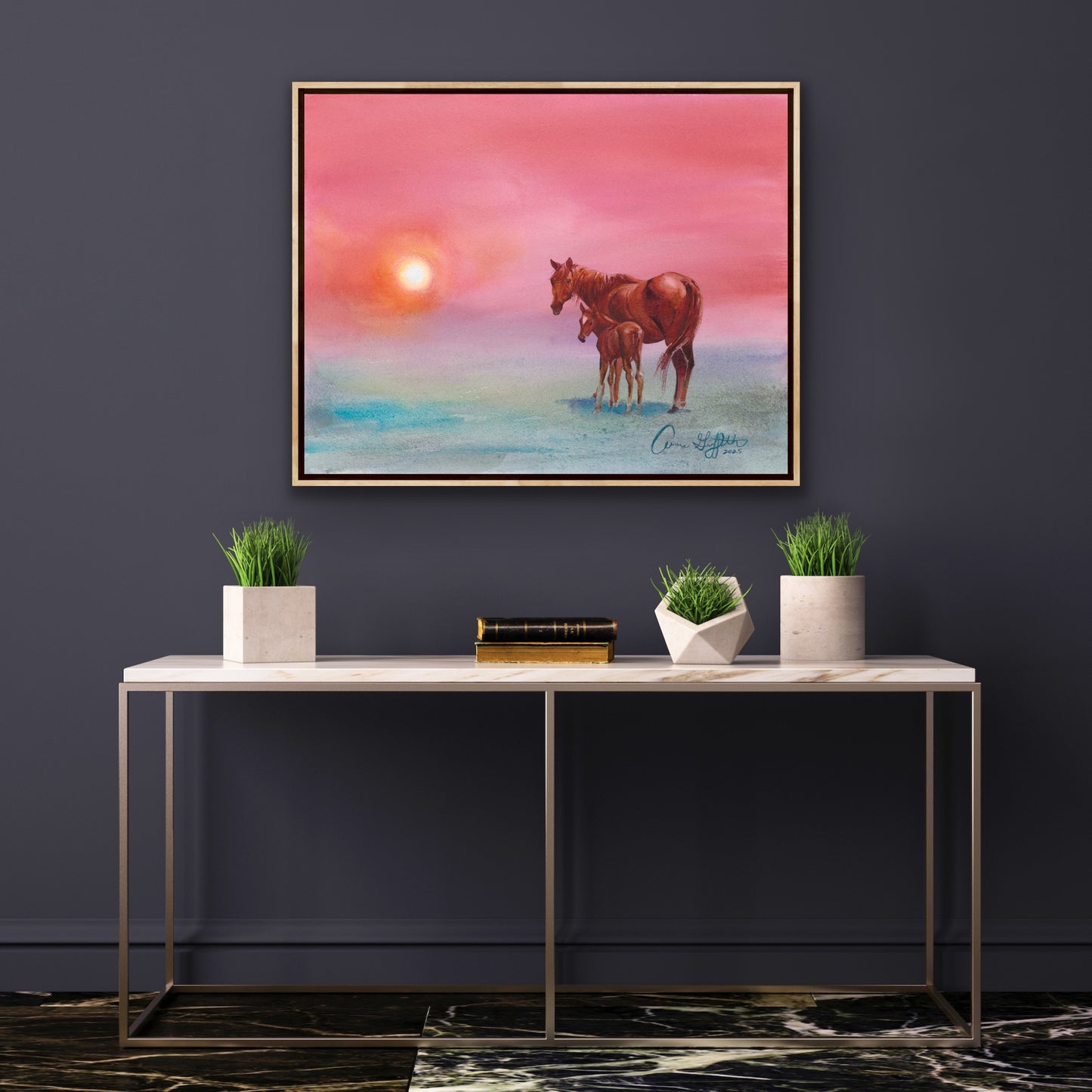 A Mare and Her Foal at First Light
