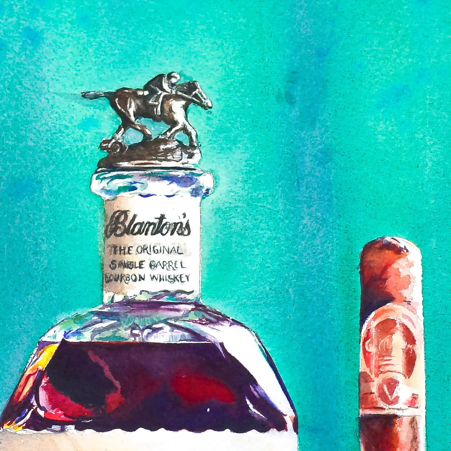 Blanton's and Cigar Nightcap print
