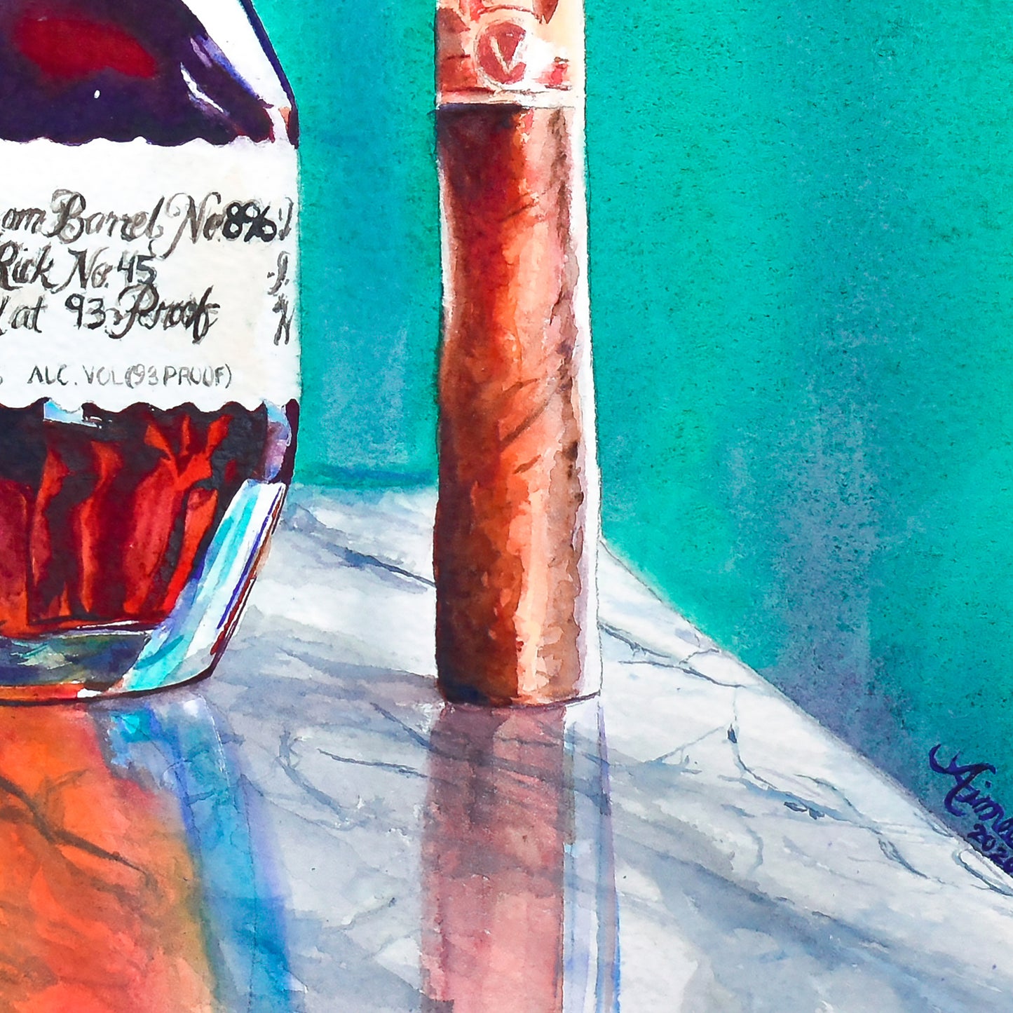 Blanton's and Cigar Nightcap print