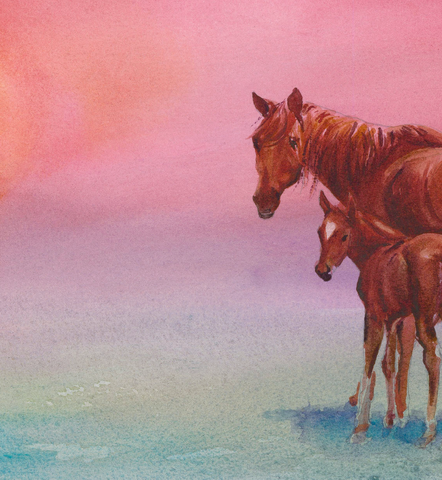 A Mare and Her Foal at First Light