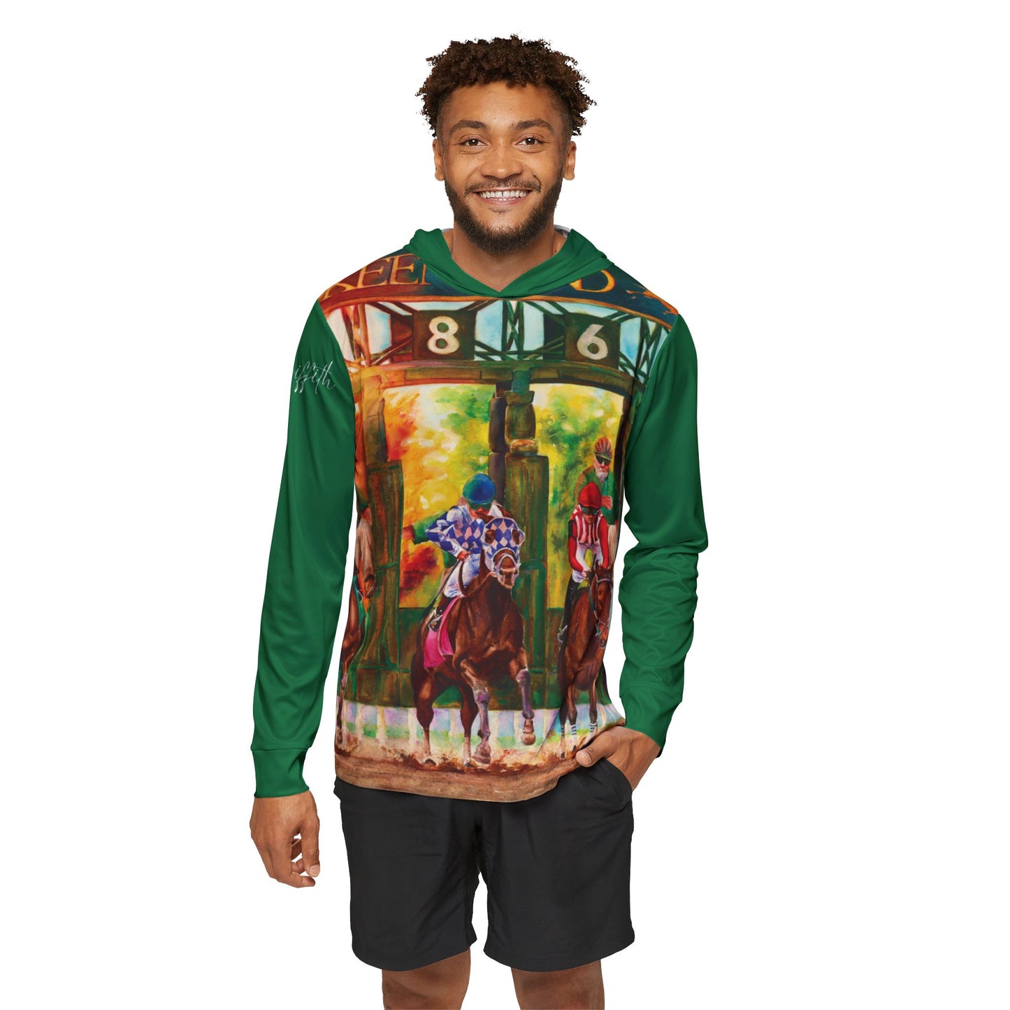 Keeneland Horse Racing Apparel, Sports Hoodie UV Protection, Men's Equestrian Cooling Pullover, Jockey Silks Hoodie