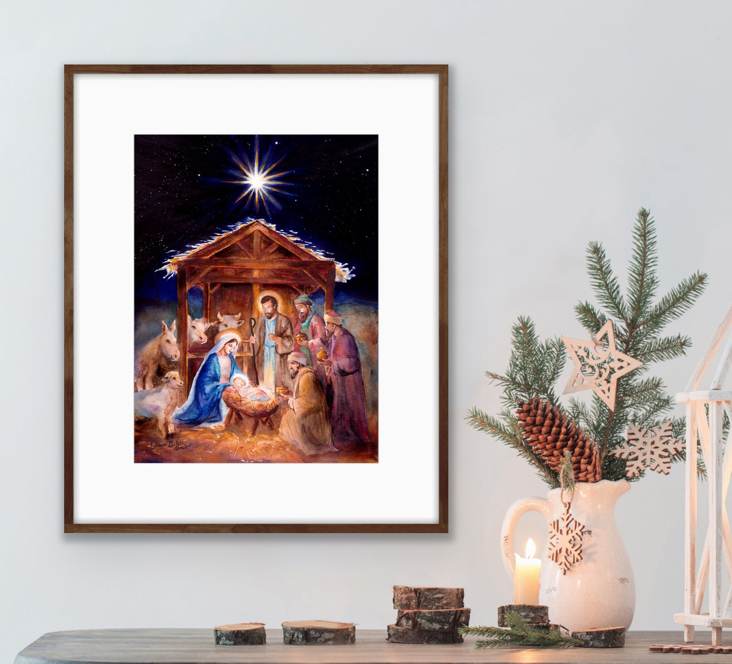 NEW! Nativity Christmas Art Print | Holy Family Watercolor | Heirloom Holiday Decor