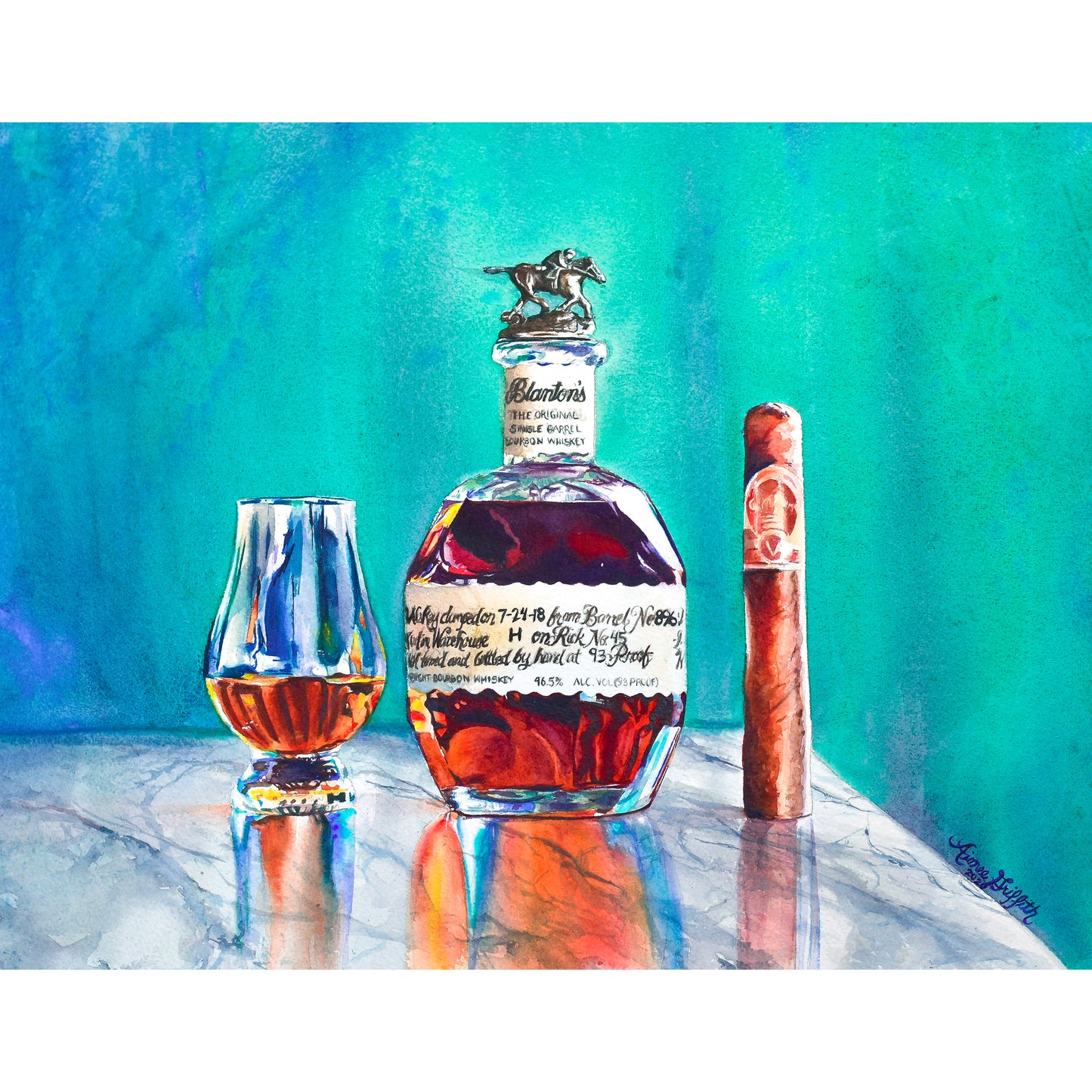 Blanton's and Cigar Nightcap print
