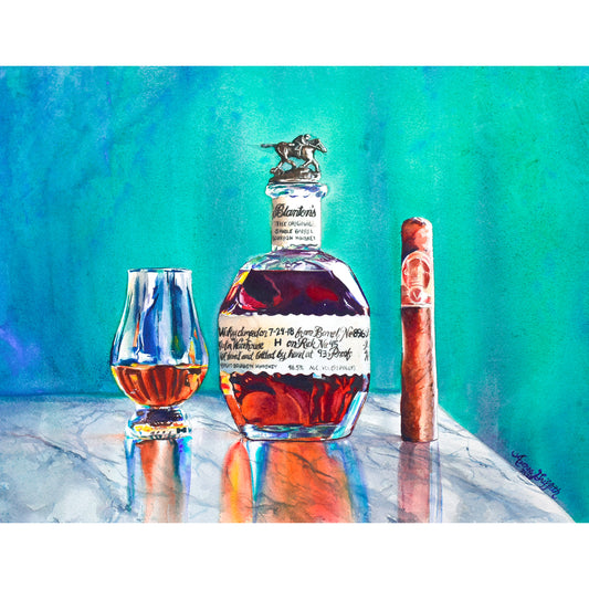 Blanton's and Cigar Nightcap print