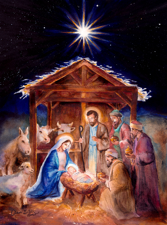 NEW! Nativity Christmas Art Print | Holy Family Watercolor | Heirloom Holiday Decor